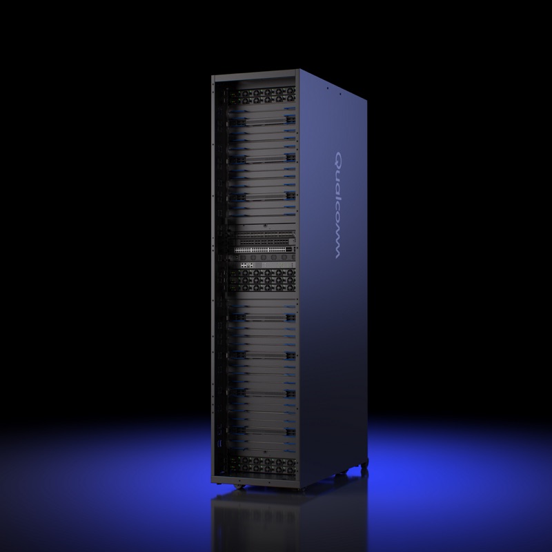 Qualcomm official product image of an AI200/AI250 inference rack